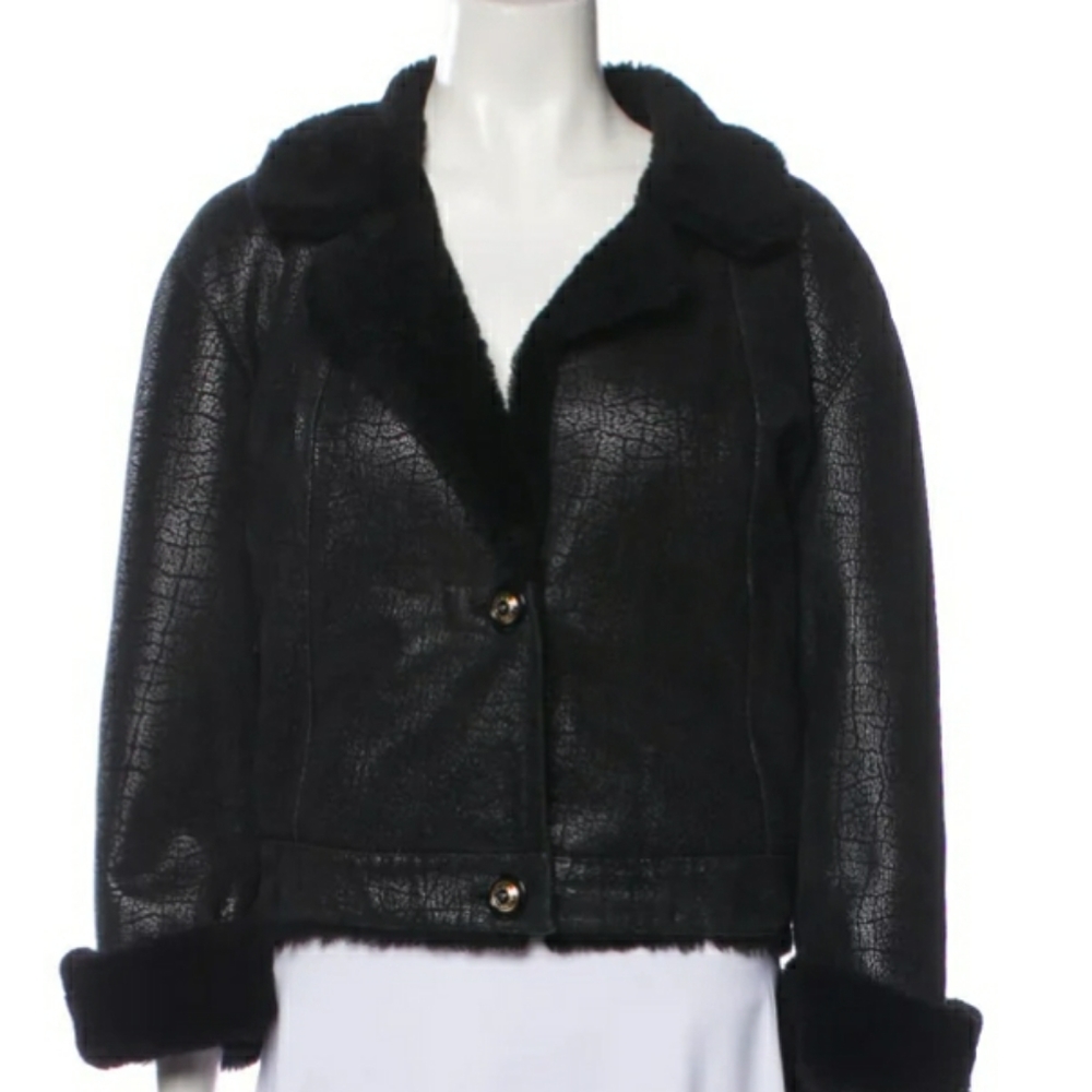 NWOT MARC JACOB'S BLACK 🖤 SHORT SHEARLING JACKET SZ MEDIUM ..... - Picture 5 of 11
